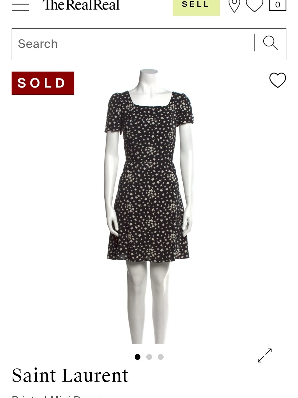 Saint Laurent Black Star-Print Square Neck Mini Dress
